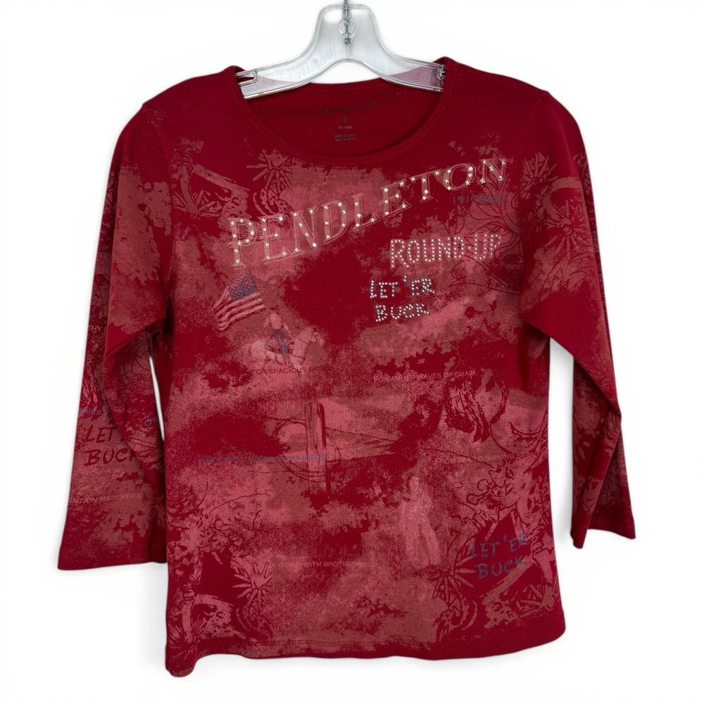 Pendleton Round Up 100th Anniversary Shirt Women’s Size Small Red Western Rodeo